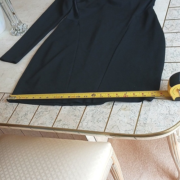 Vintage- BEBE black "ponte" dress. Sz LG,,mesh design sides and front. NEW - Picture 15 of 16